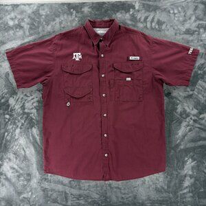 Columbia PFG Texas A&M Aggies Short Sleeve Fishing Vented Football Shirt Men L